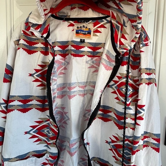 Men's Lightweight Jacket - Red and Gray Pattern - Picture 2 of 8